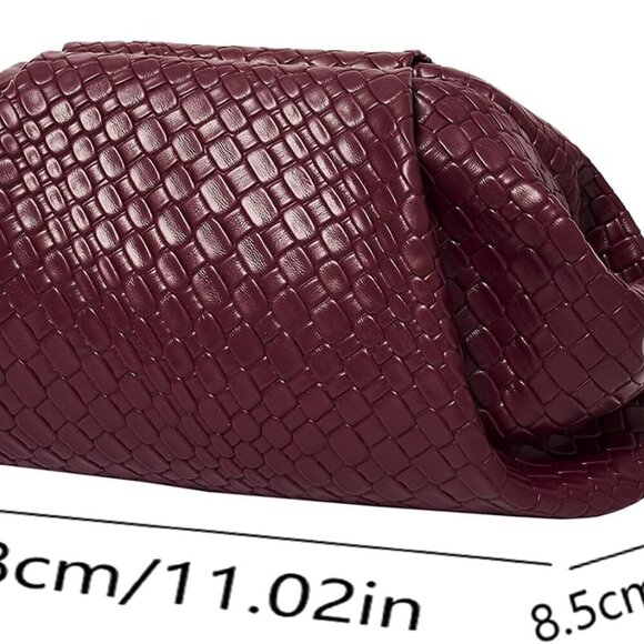 Women's Vegan Leather Purse Ruched Bag Evening Handbag Dumpling Clutch Purse - Picture 4 of 6